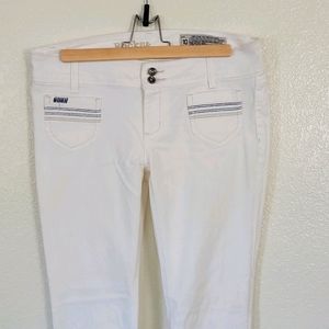 Rocks and Indigo white flare leg jeans